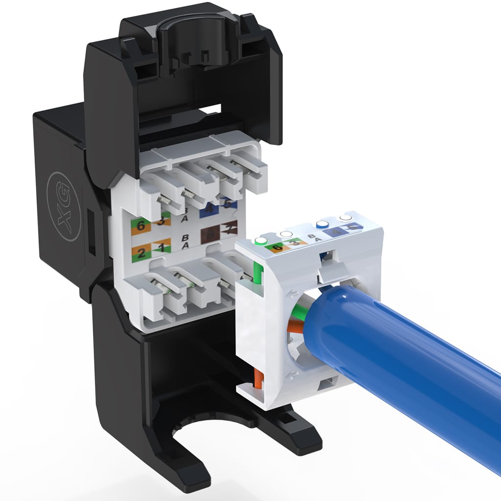 DTECH® XG® Cat 6/6a (Quick-Lock) Toolless UTP Keystone Jack Black 22-24AWG