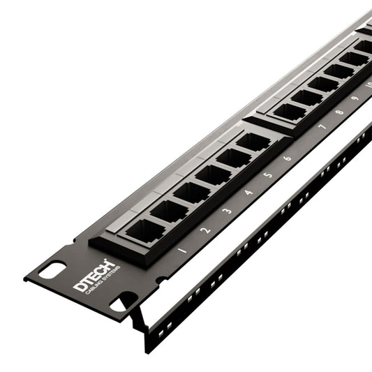 DTECH® 24 Port 1U Cat 6 UTP Patch Panel Black