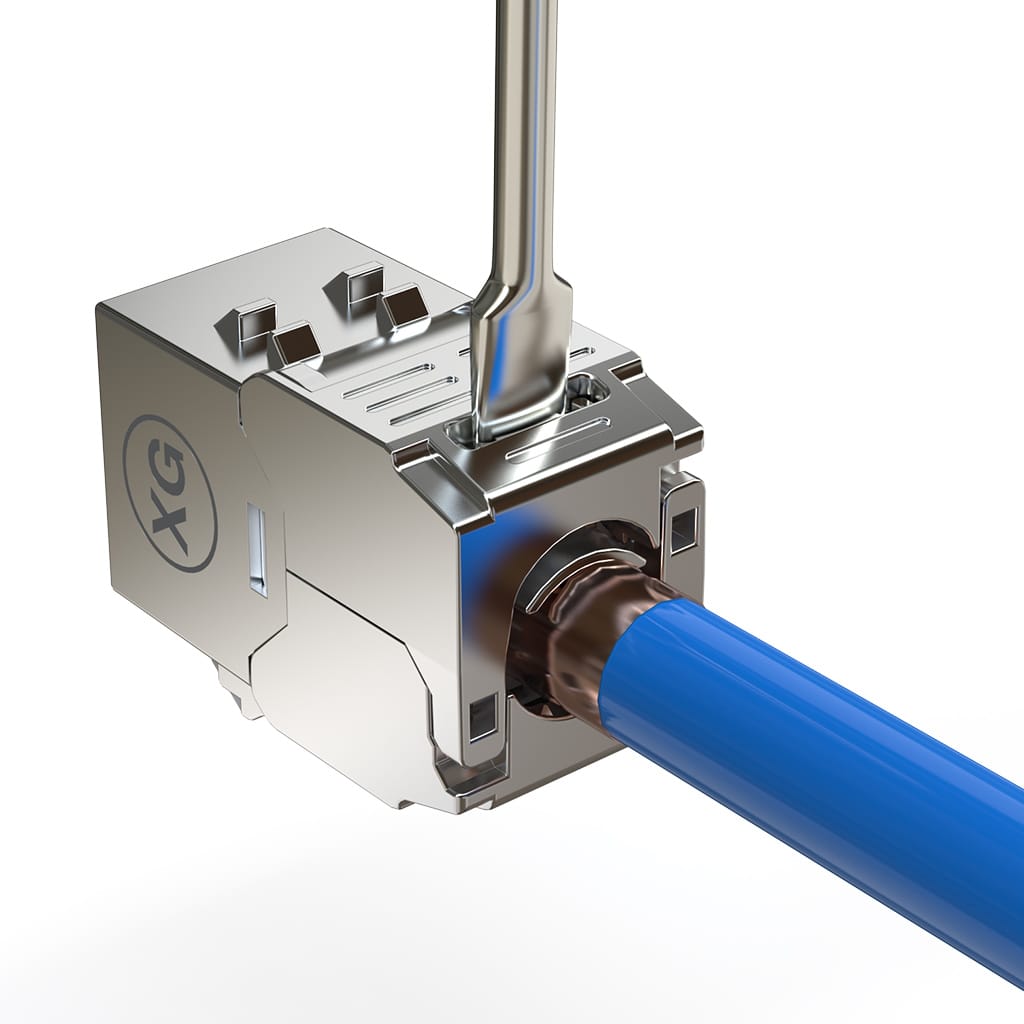 DTECH® XG® Cat 6/6a (Quick-Lock) Toolless STP Keystone Jack Metal 22-24AWG