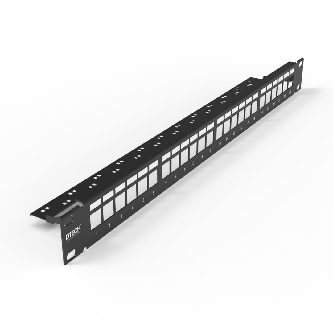 DTECH® 24 Port 1U Keystone Jack Patch Panel Frame