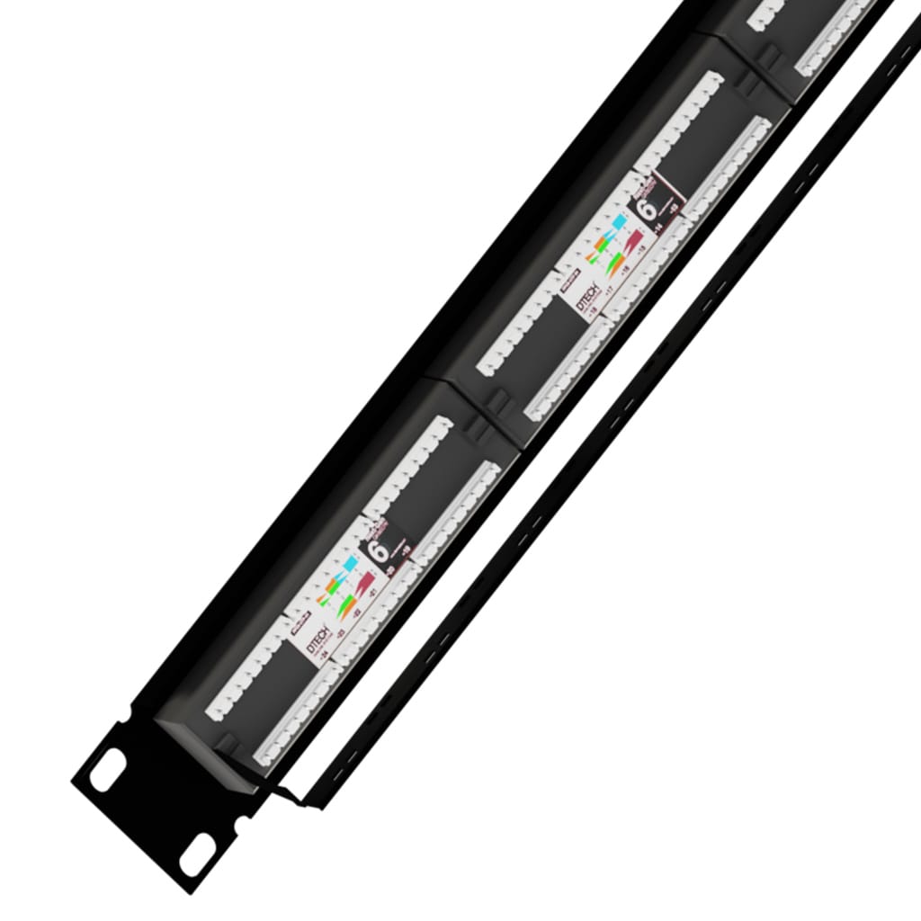 DTECH® 24 Port 1U Cat 6 UTP Patch Panel Black