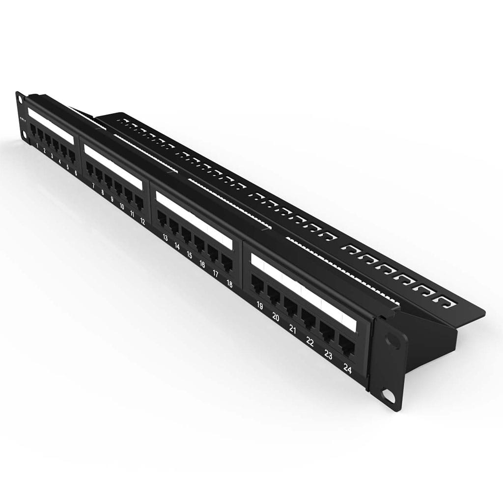 DTECH® 24 Port 1U Cat 6 UTP Patch Panel Black